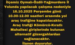 Yomra Oymal-Özdil-Yağmurdere Yolunda Trafik Kısıtlaması