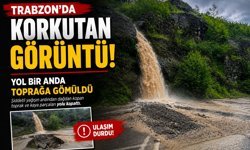 Trabzon’da Korkutan Görüntü! Yol Bir Anda Toprağa Gömüldü