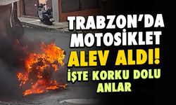 Trabzon'da Park Halindeki Motosiklet Yandı!