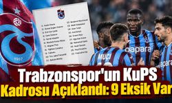 Trabzonspor’un KuPS Kadrosu Açıklandı: 9 Eksik