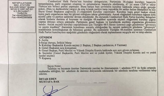 Mustafa Bak’tan CHP’de Olağanüstü Kurultay Çağrısı
