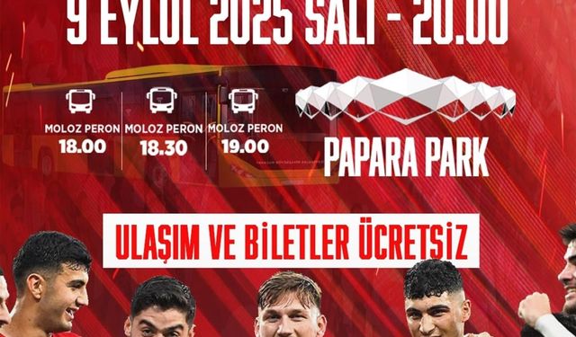 Büyükşehir’den Ümit Milli Maça Ücretsiz Ulaşım