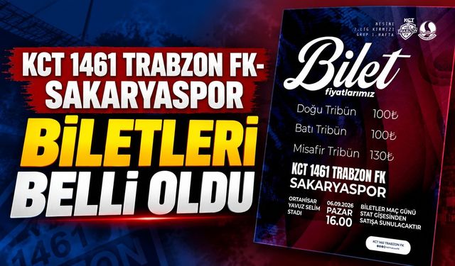 KCT 1461 Trabzon FK-Sakaryaspor Biletleri Belli Oldu