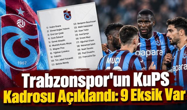 Trabzonspor’un KuPS Kadrosu Açıklandı: 9 Eksik