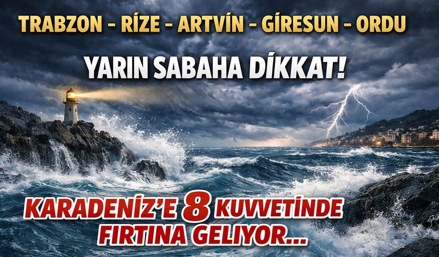 Trabzon, Rize, Artvin, Giresun, Ordu Yarın Sabaha Dikkat! Karadeniz'e 8 Kuvvetinde Fırtına Geliyor....