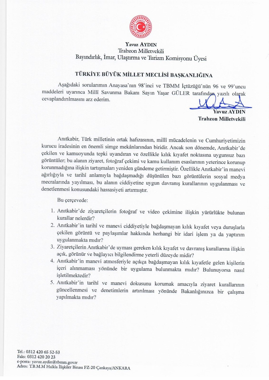 Yavuz Aydın meclis